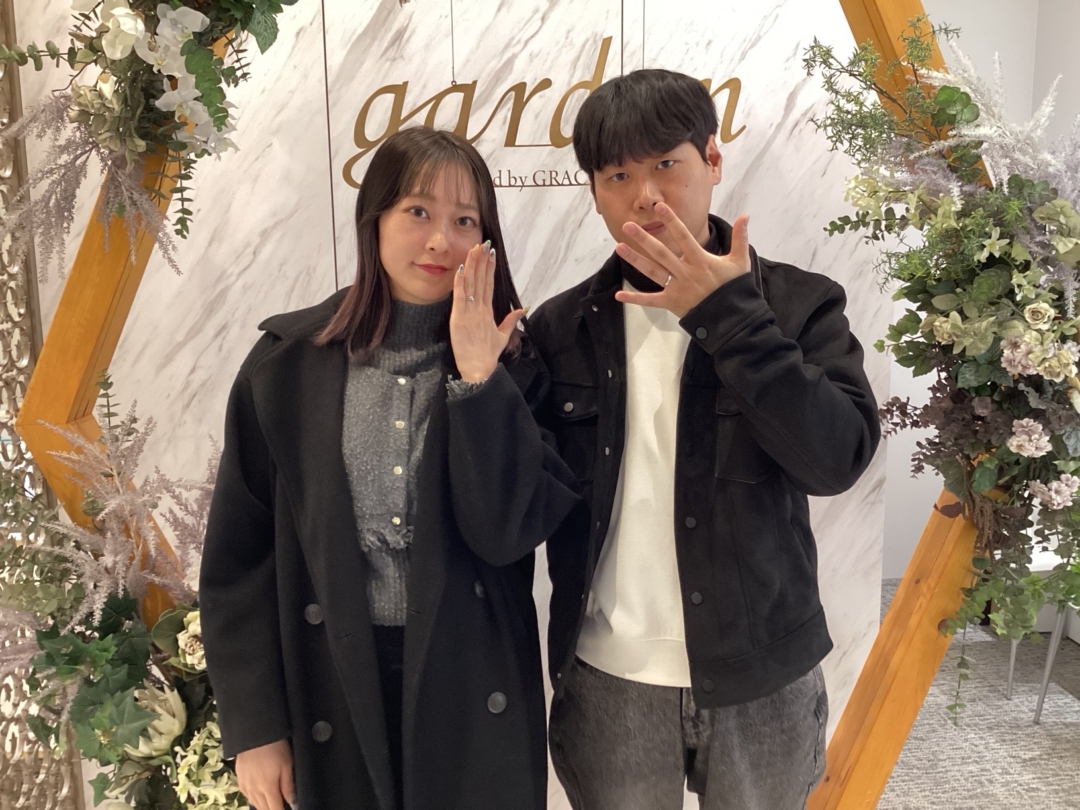 大阪府八尾市・京都市よりご来店 手作り結婚指輪gardenハンドメイドを作成頂きました