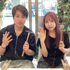 滋賀県・神奈川県よりご来店 手作り指輪(ペアリング)体験頂きました