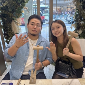 京都市 ・宇治市よりご来店のお二人様 手作り指輪（ペアリング）体験いただきました