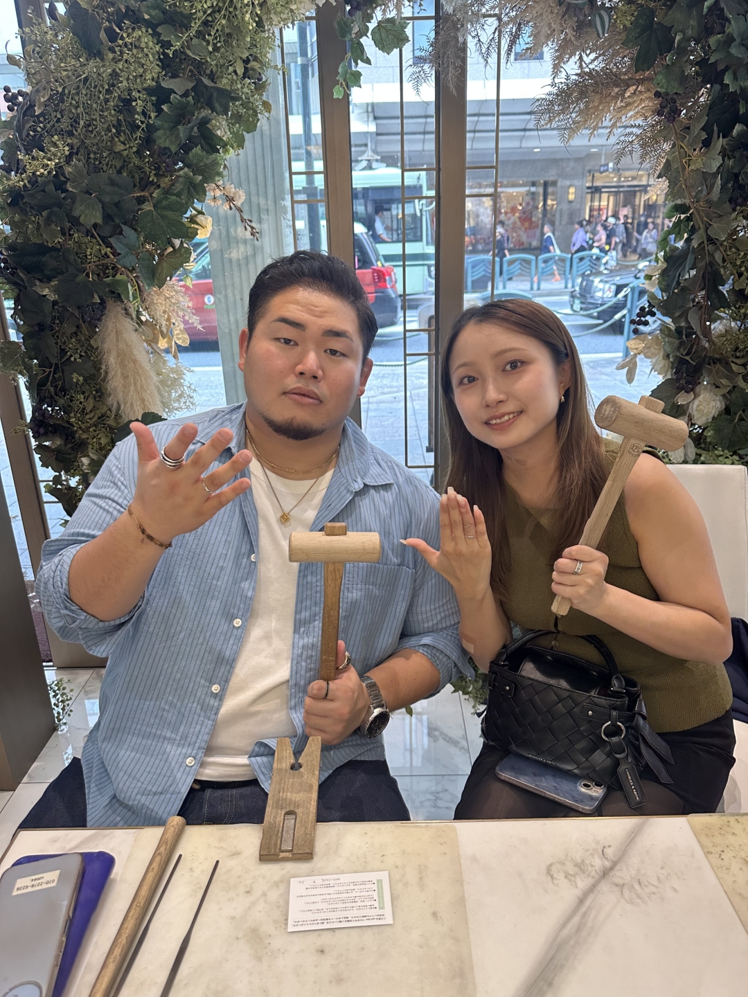 京都市 ・宇治市よりご来店のお二人様 手作り指輪（ペアリング）体験いただきました